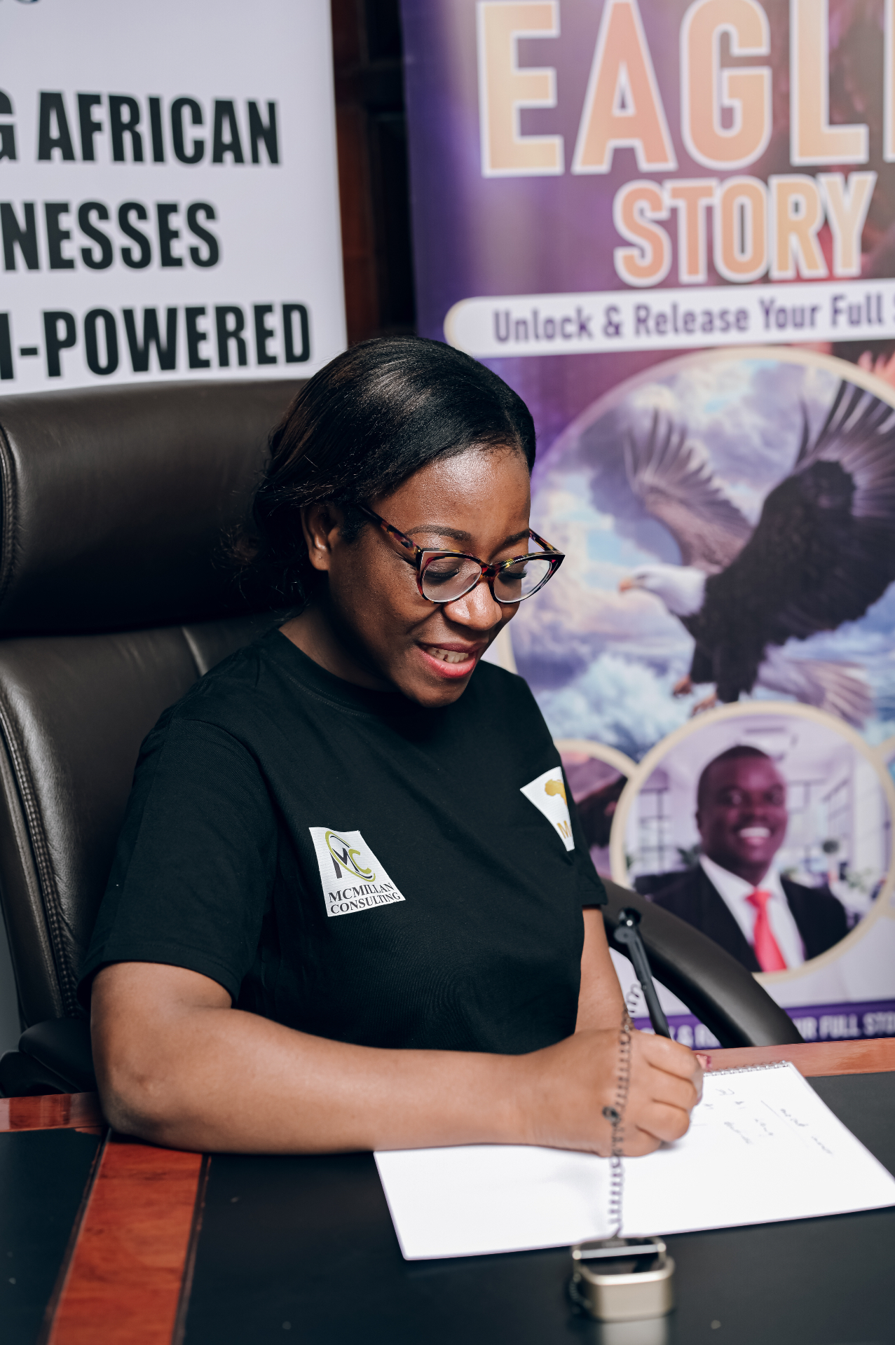Priscillar McMillan working through a client engagement plan